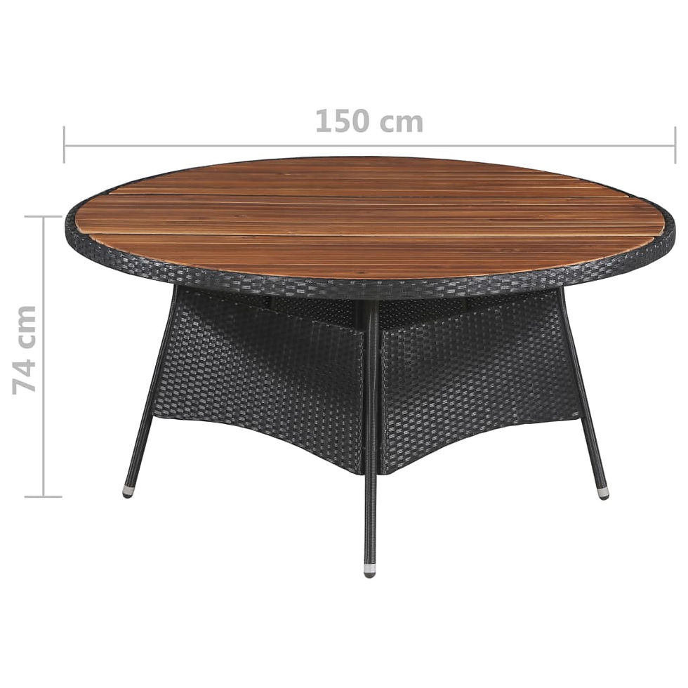 Thumbnail: Poly Rattan and Wooden Garden Table 150x74 cm