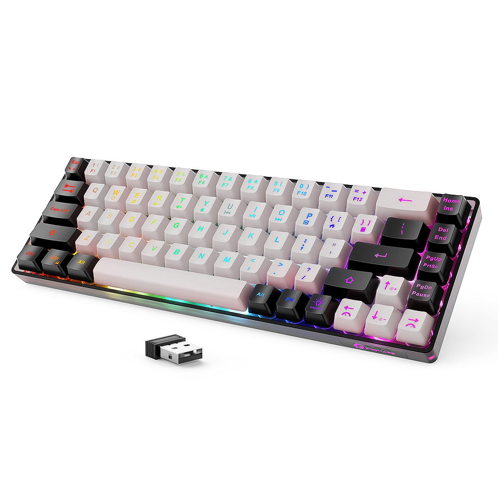 Thumbnail: GEODMAER Wireless Gaming Keyboard Rechargeable Backlit Gaming Keyboard 68 Keys M