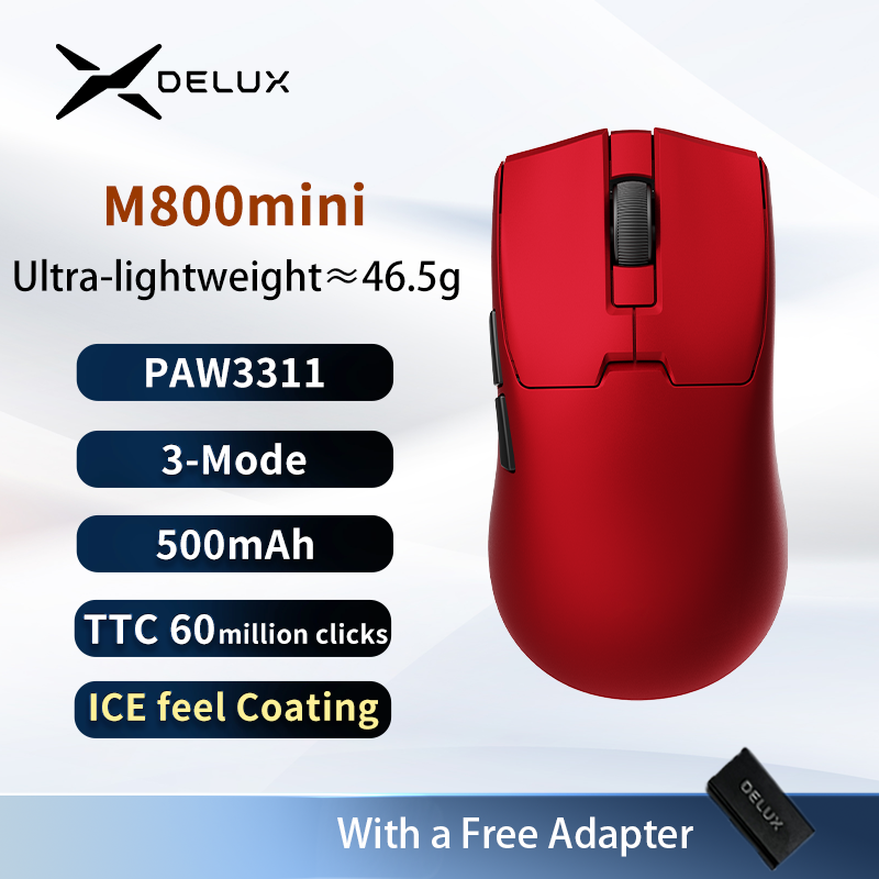 Thumbnail: Delux M800mini Wireless Gaming Mouse, 46g Lightweight,PAW3311,1KHz Polling Rate 