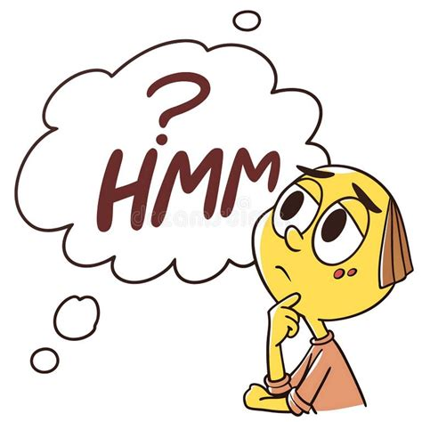 A cartoon character pondering with a thought bubble containing "? HMM" above its head, set against a plain background, conveying curiosity.