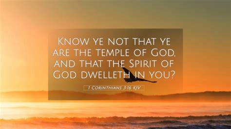 Orange sunset over sea and mountains with Bible verse text: Know ye not that ye are the temple of God? 1 Corinthians 3:16