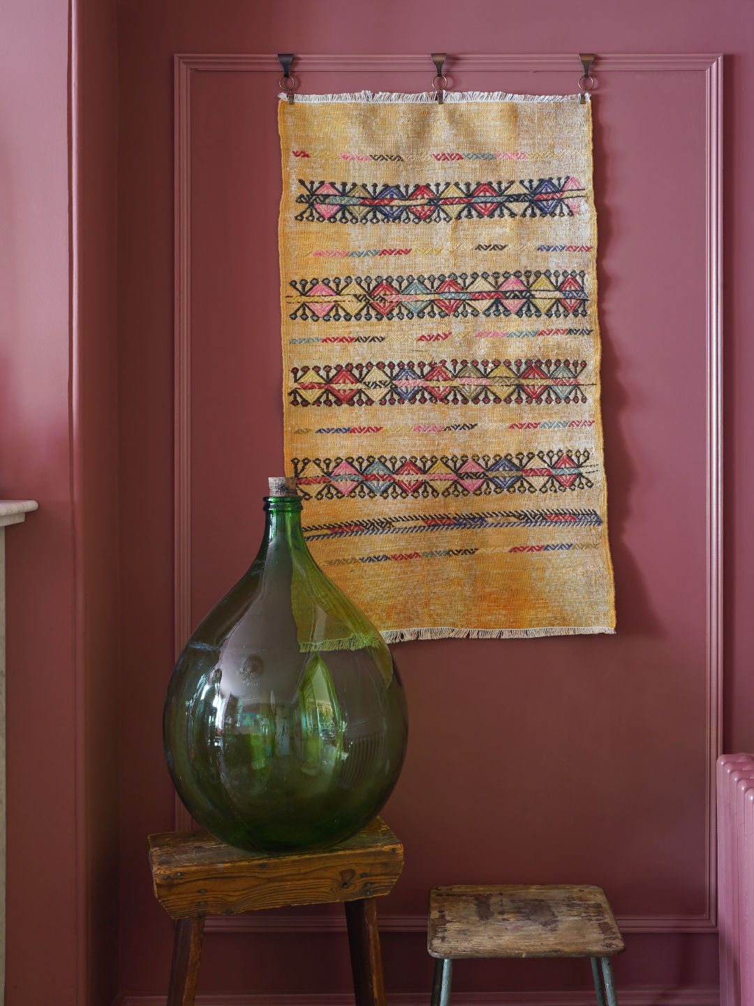 Dapper Vintage Oriental Kilim Hand Woven Rug and Wall Hanging