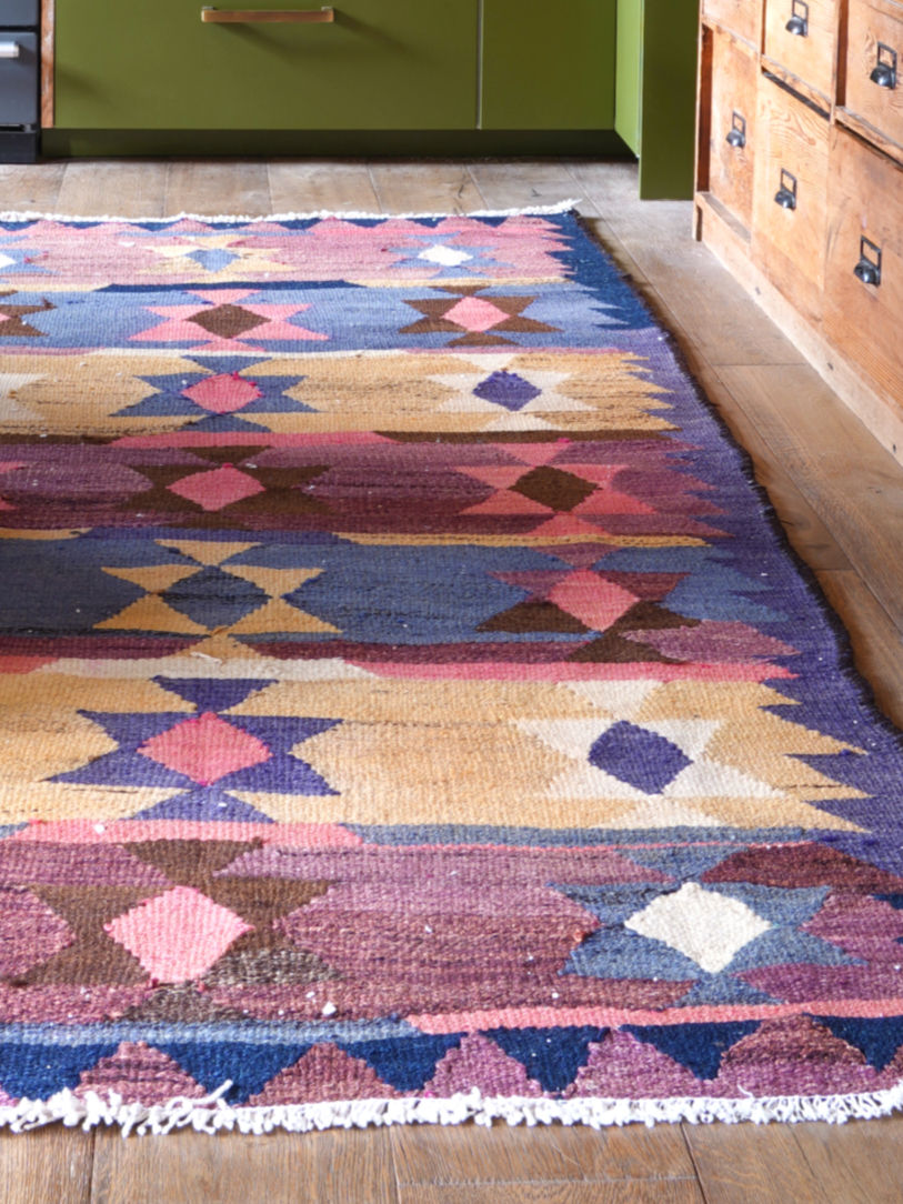 Thumbnail: Clover Oriental Vintage Kilim Hand Woven Rug