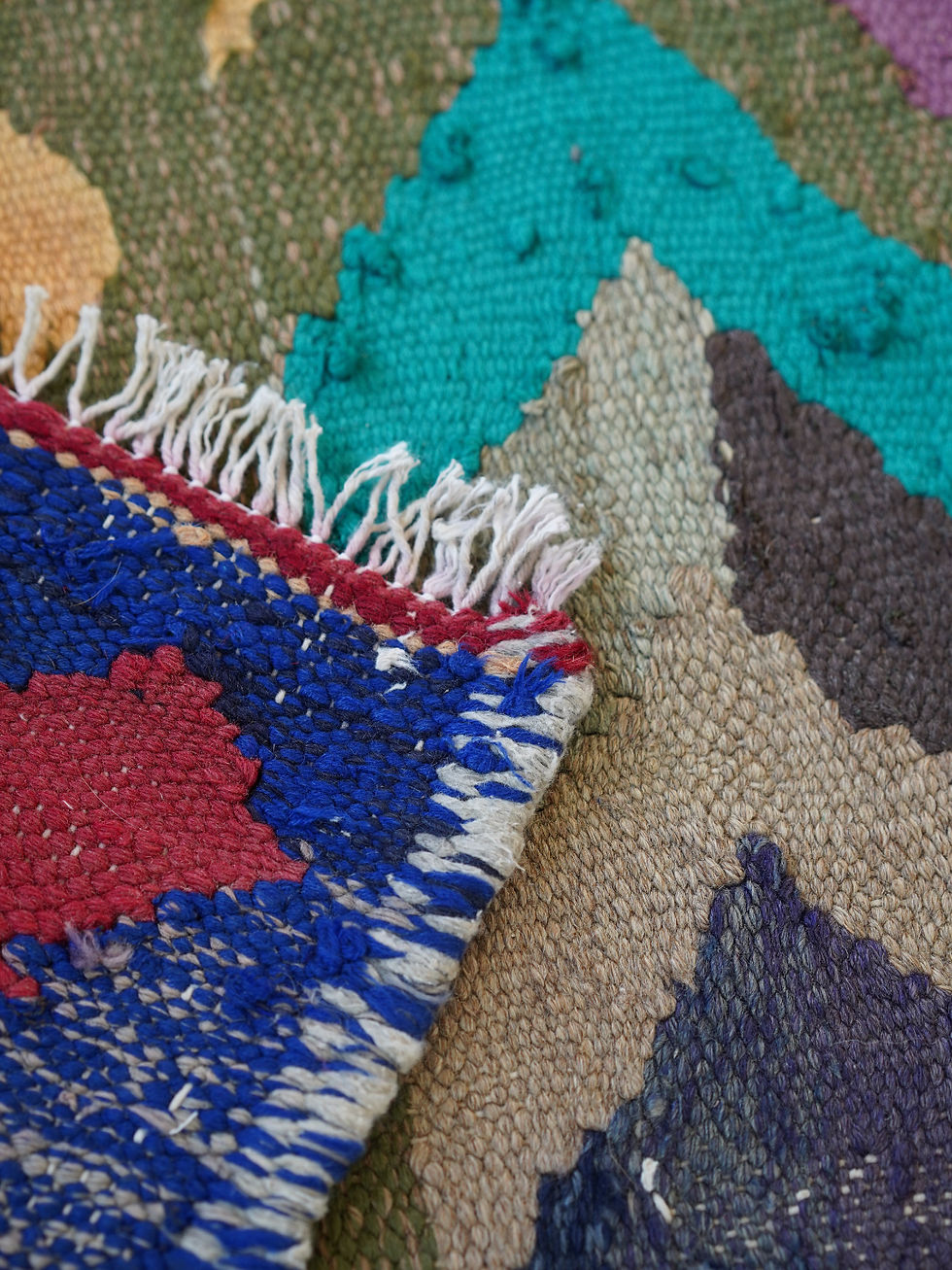 Thumbnail: Jazzy Vintage Oriental Kilim Hand Woven Rug Runner