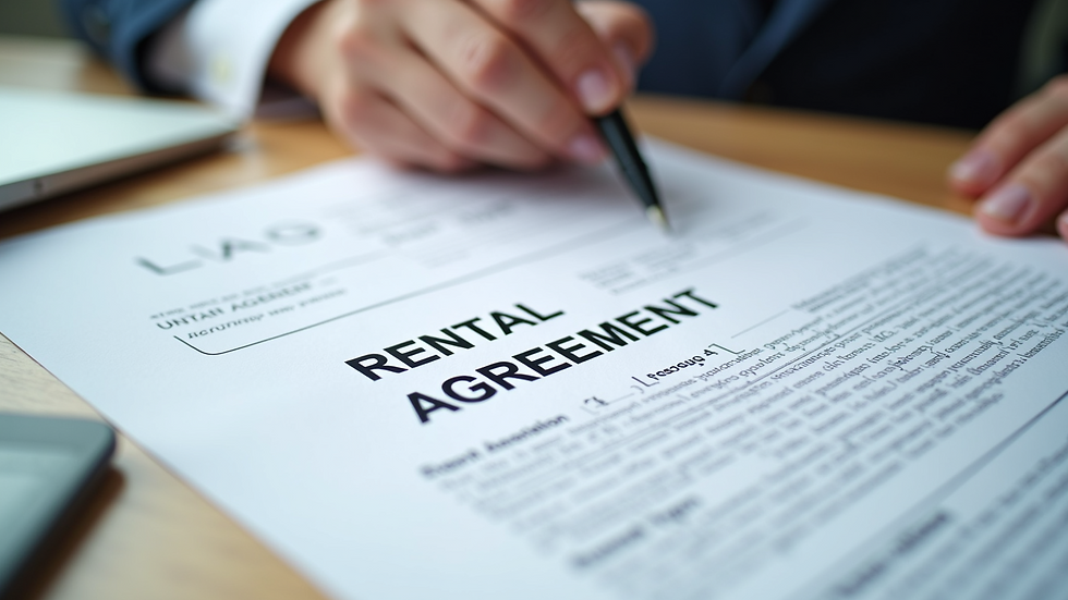 Close-up view of rental agreement paperwork