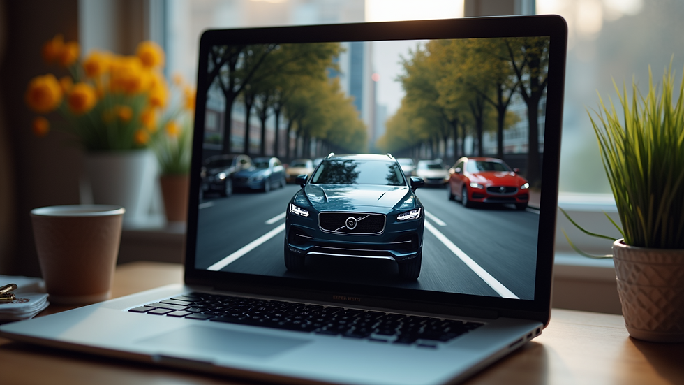 Close-up view of a laptop displaying car hire reviews