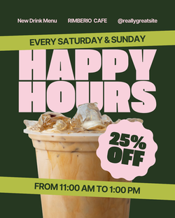 Green Dark Green Typographic Drink Menu Sale Instagram Post