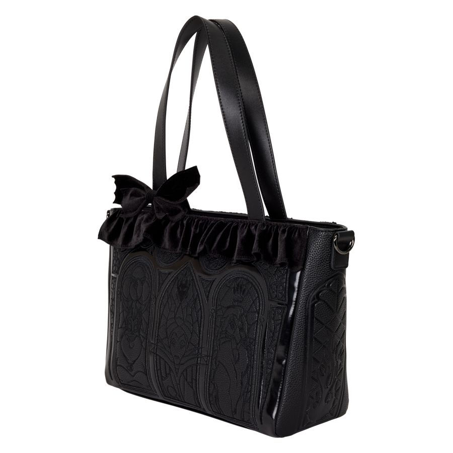 Thumbnail: Loungefly- Disney Villains - Black Faux Leather Velvet Trim Tote Bag & Coin Bag side