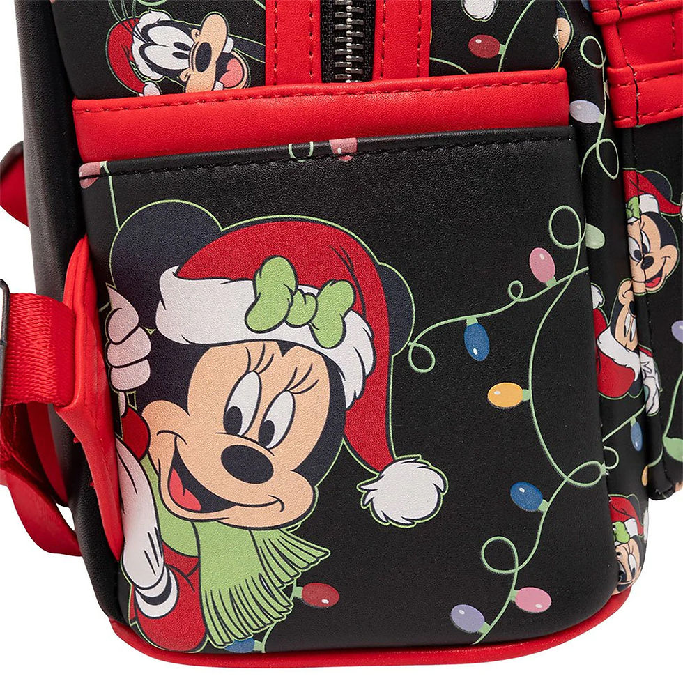 Thumbnail: Loungefly Disney Mickey & Friends Christmas Lights Glow in the Dark Mini Backpac