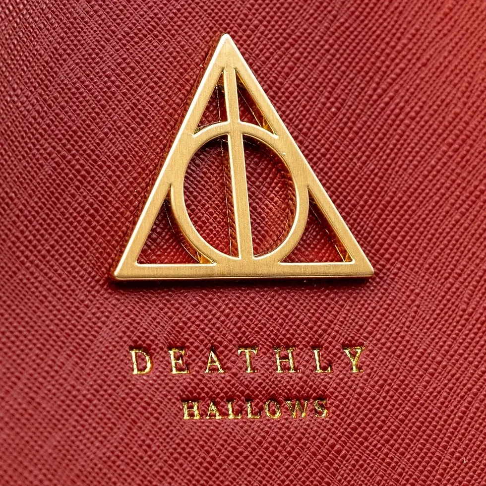 Thumbnail: Loungefly x Harry Potter House Gryffindor Red Saffiano Elder Wand Crossbody Hand logo view