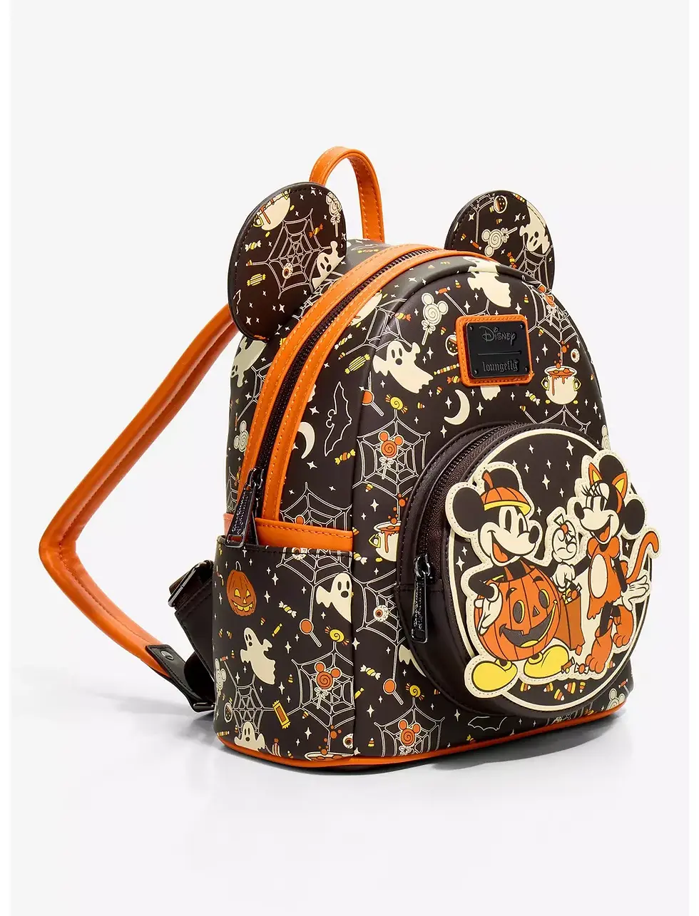 Thumbnail: Loungefly Disney Mickey & Minnie Halloween Costumes Glow-in-the-Dark Mini Backpack side view