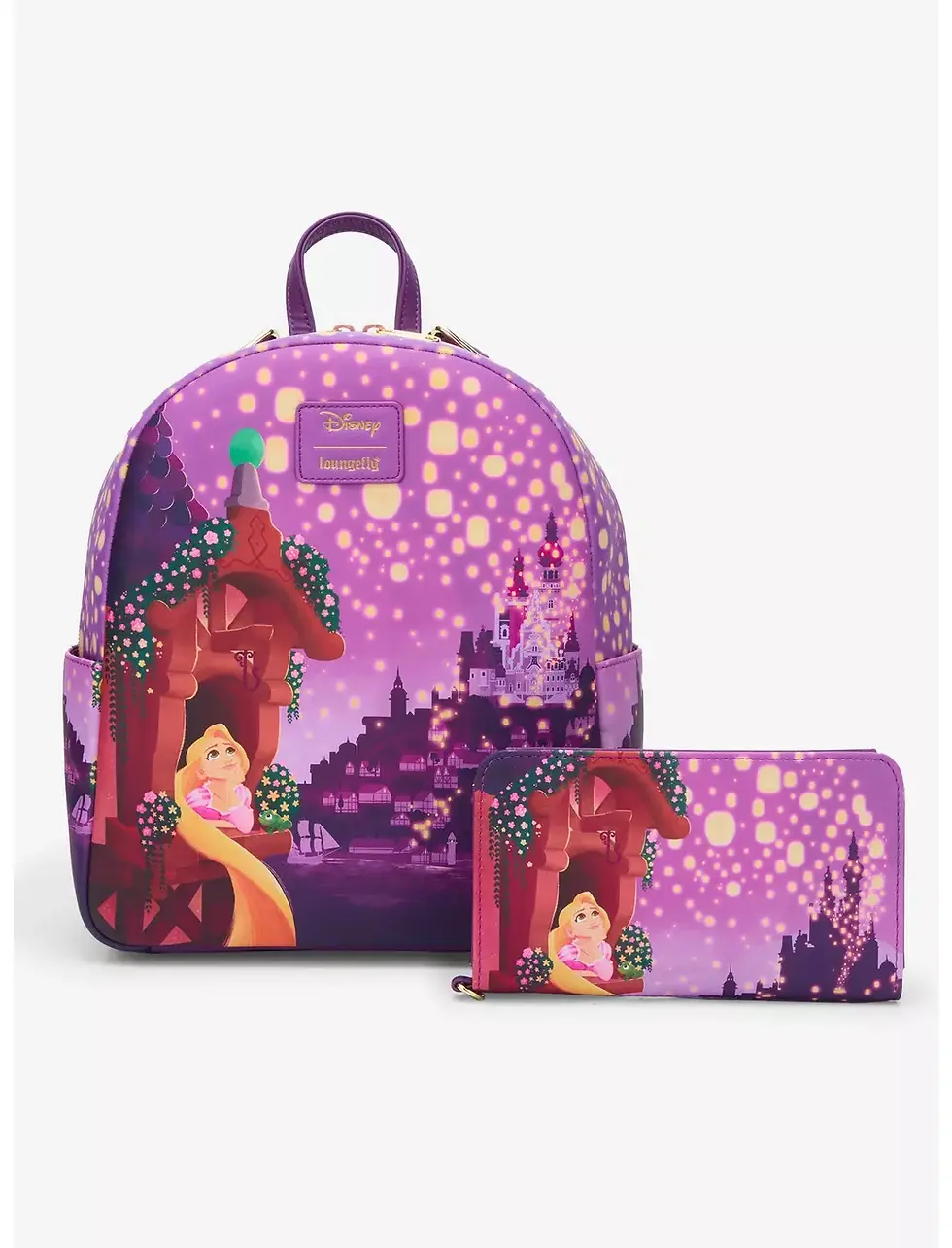 Thumbnail: Loungefly Disney Tangled Rapunzel Lantern Night Mini Backpack set