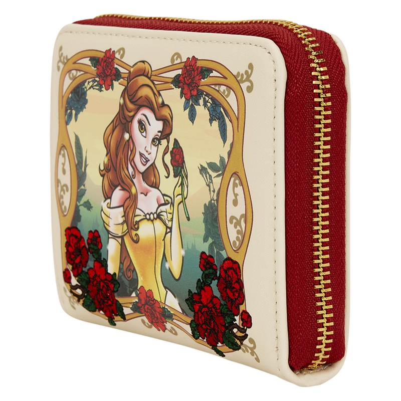 Loungefly-Disney Beauty and the Beast Exclusive Belle Floral Zip Around Wallet side view