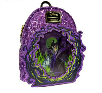 Loungefly Disney Sleeping Beauty Maleficent Lenticular Sequin Mini Backpack side view