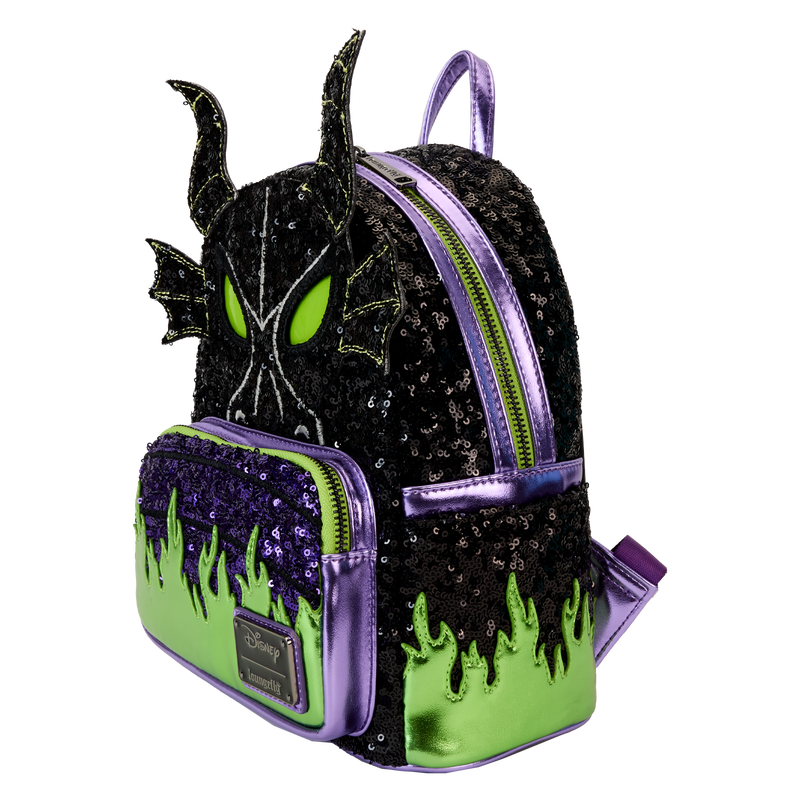Thumbnail: Loungefly-Disney Maleficent Dragon Sequin Cosplay Light Up Glow Mini Backpack