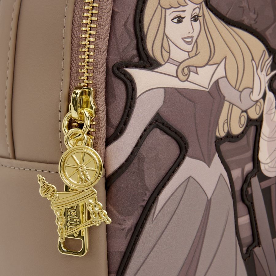 Thumbnail: Loungefly-Sleeping Beauty - Spinning Wheel Mini Backpack zipper