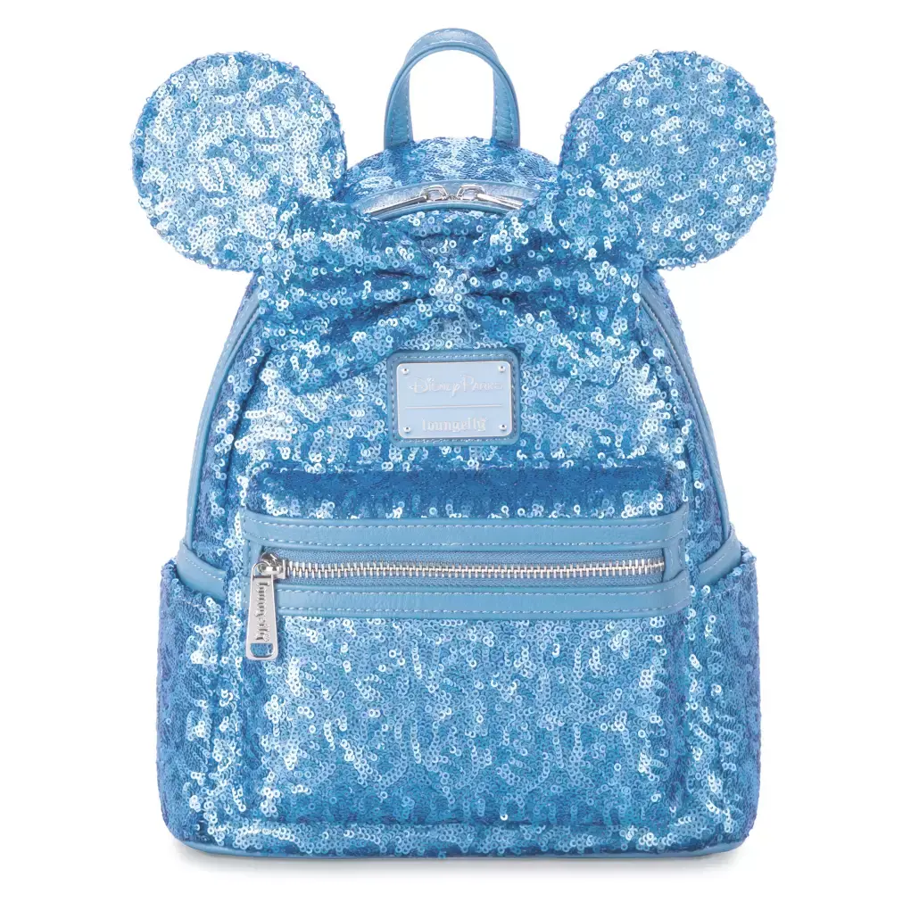 Loungefly-Minnie Mouse Hydrangea Sequin Mini Backpack DISNEY PARK
