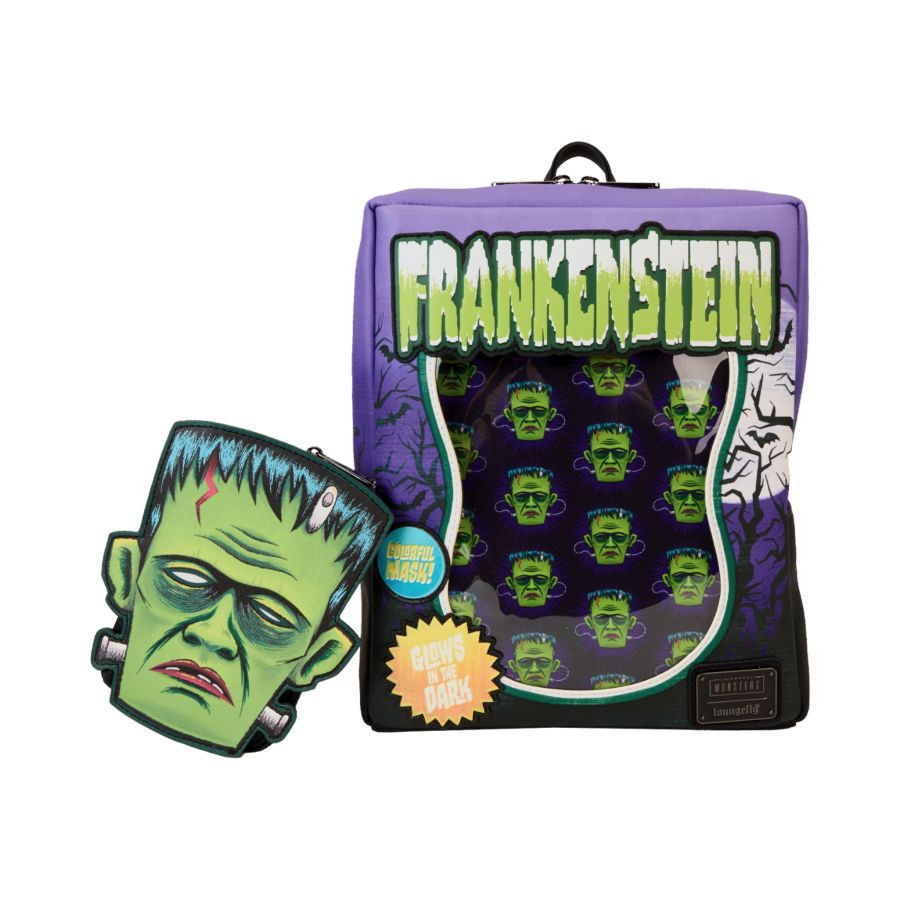 Thumbnail: Loungefly-Universal Monsters - Frankenstein Neon Mask Mini Backpack