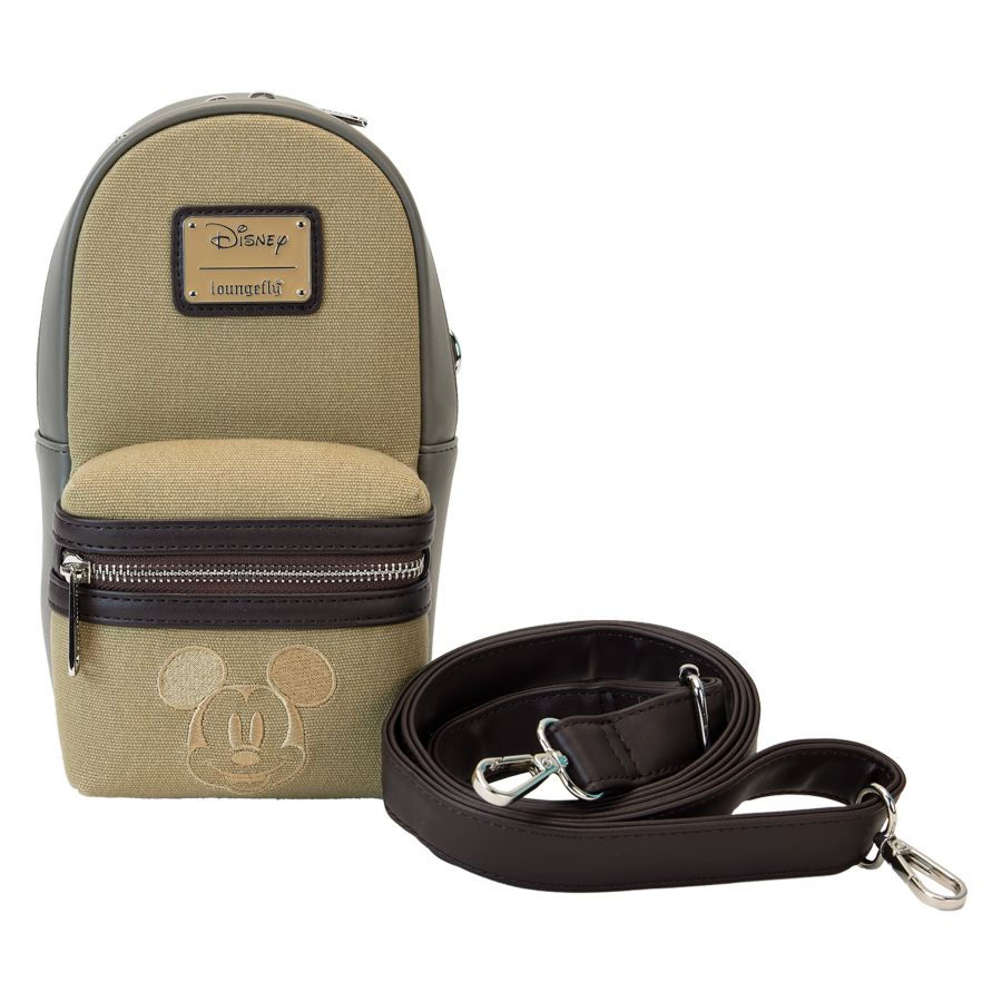 Thumbnail: Loungefly-Mickey & Friends - Faux Leather & Canvas Water Bottle Crossbody with strap