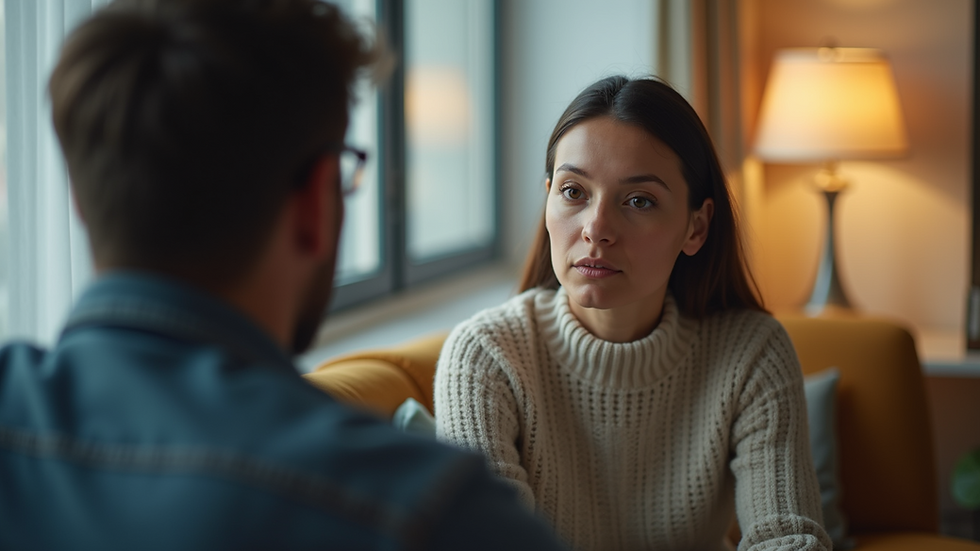 Eye-level view of an individual in therapy discussing their experiences