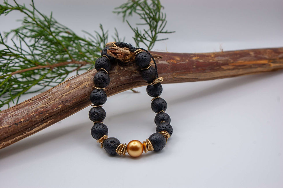 Black Lava & Gold Infuser Bracelet