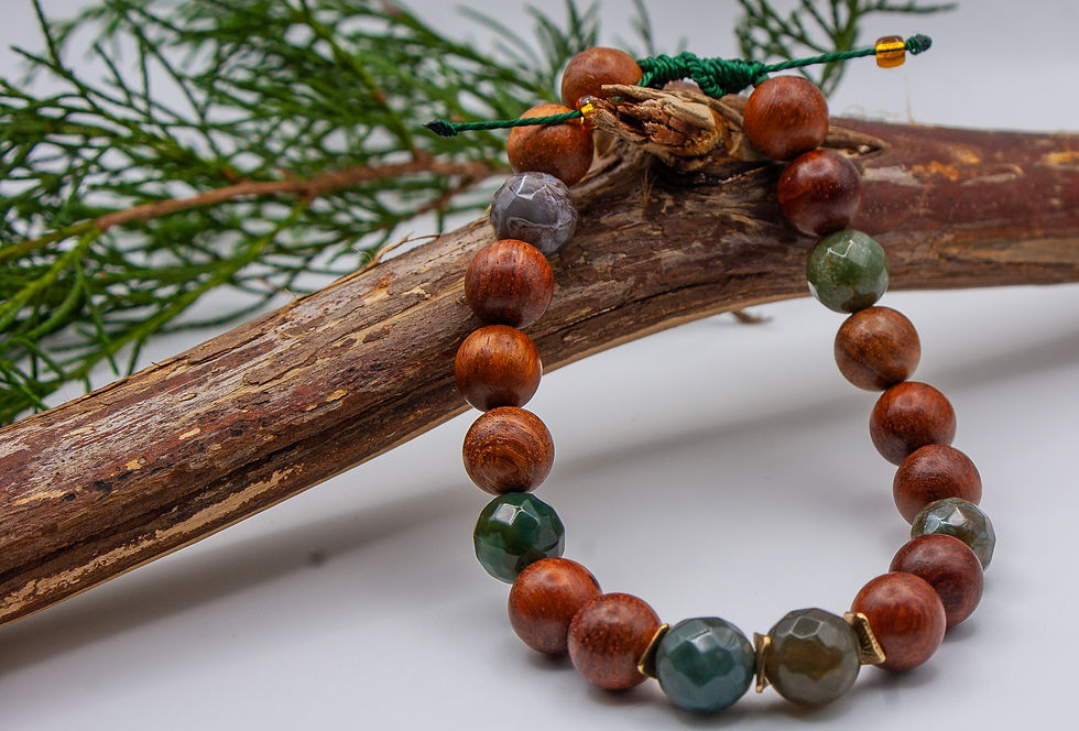Amazonite Stone & Wooden Bead Bracelet