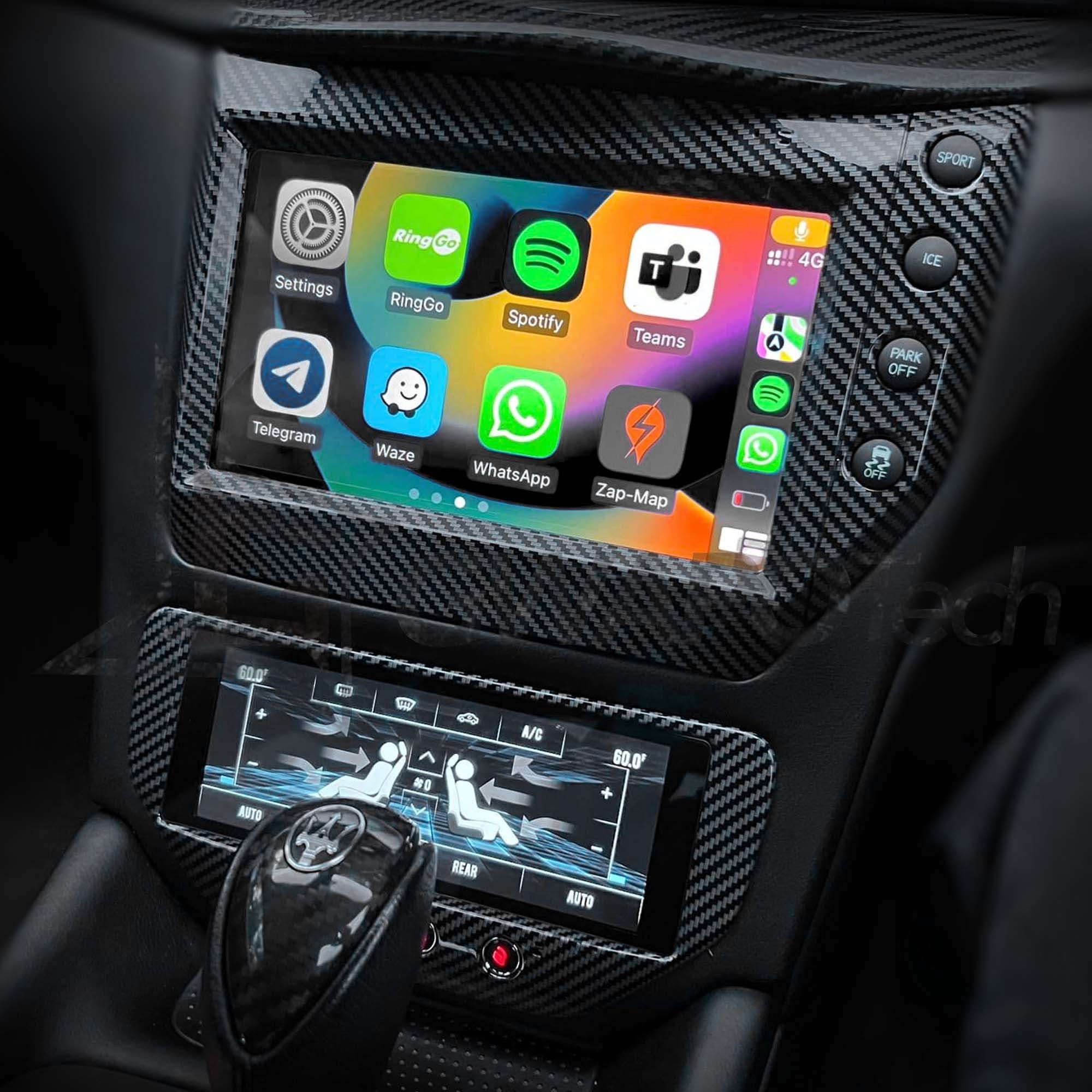 マセラティグラントゥーリズモ左右ハンドル対応カーボン上下デジタルディスプレイセット