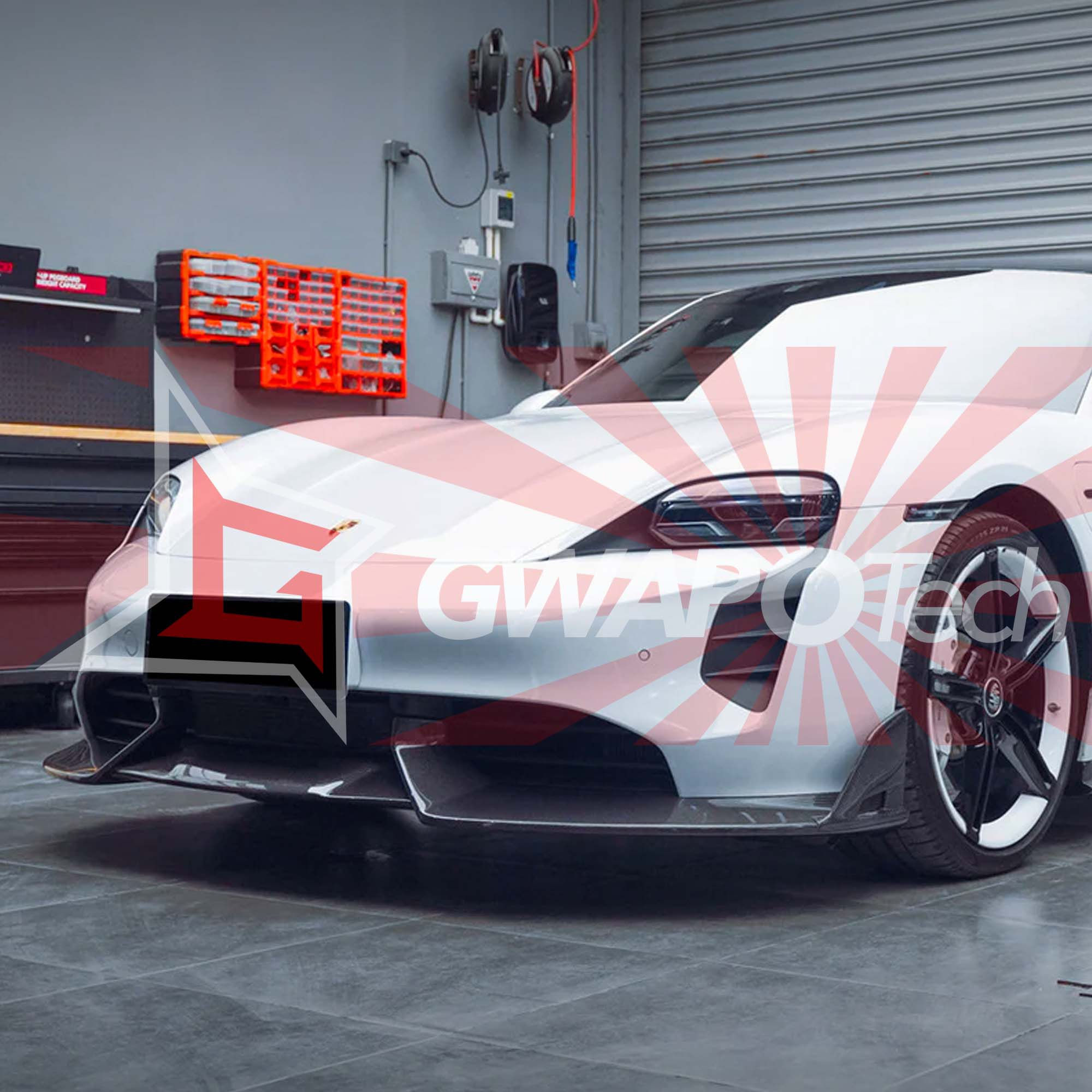 ポルシェタイカン対応カーボンファイバー製フロントリップVer.2