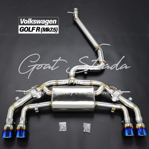 Volkswage GOLF R Mk7.5 Sus304 Valved Rear sport Exhaust+Mid pipe+Tips ...