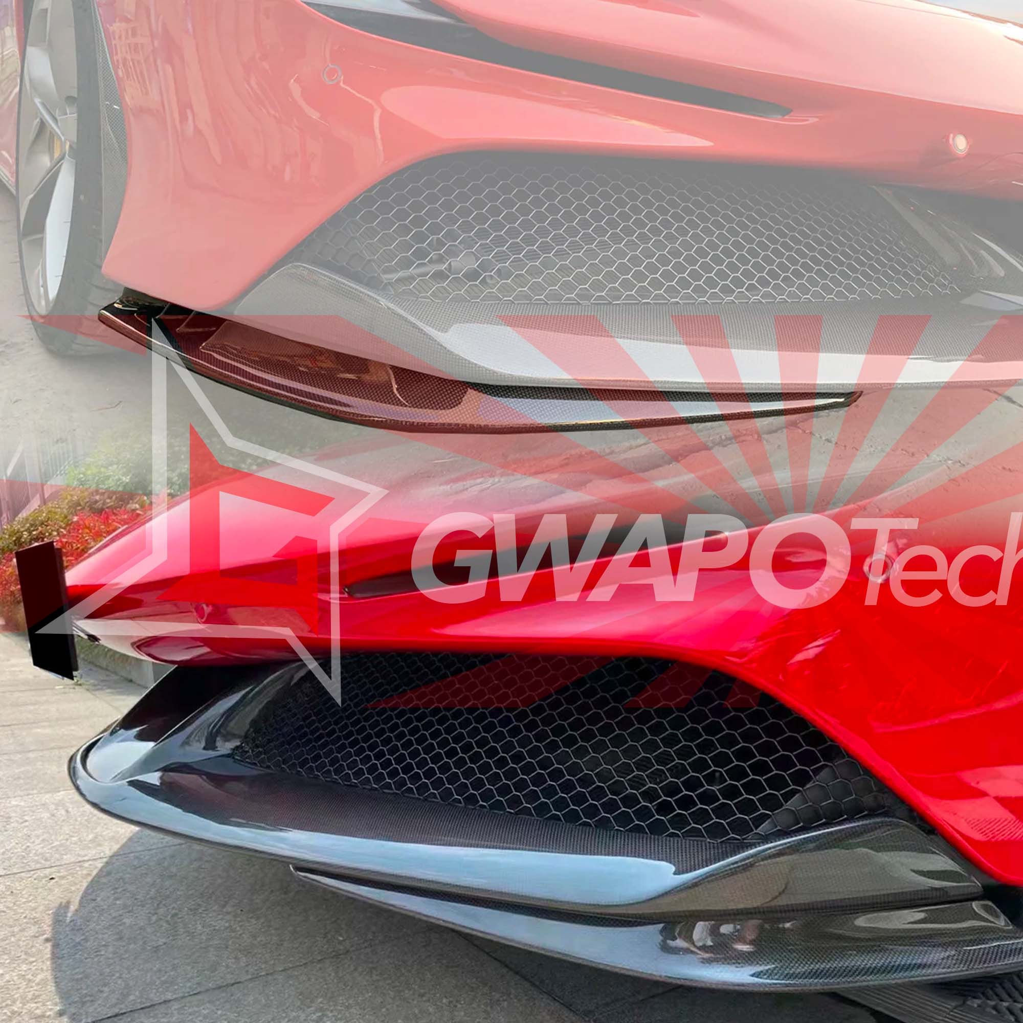 フェラーリSF90ストラダーレ対応ドライカーボン製フロントリップサイドスプリッター