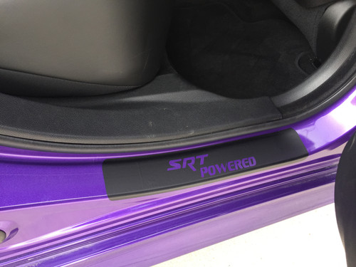4-Pack Carbon Fiber Door Sill Protectors For Dodge Charger - Red Accents