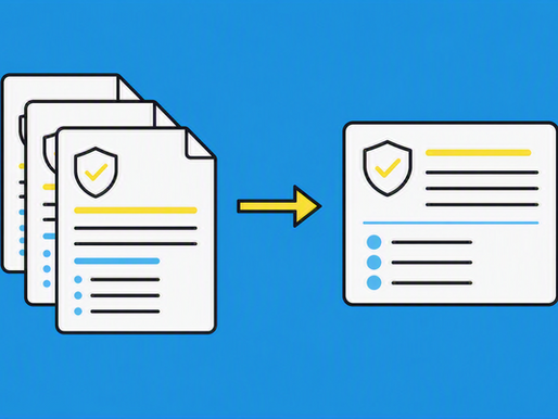 Abstract illustration of a document transforming into a concise executive summary card