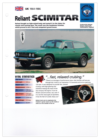 Info blad Sports Cars Nr 63 Reliant Scim