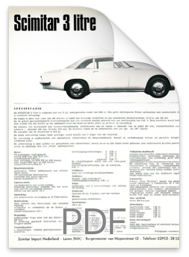 Brochure Reliant Scimitar Coupe Nederlan