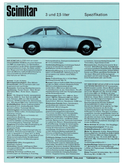 Brochure Reliant Scimitar Coupe Duitse s