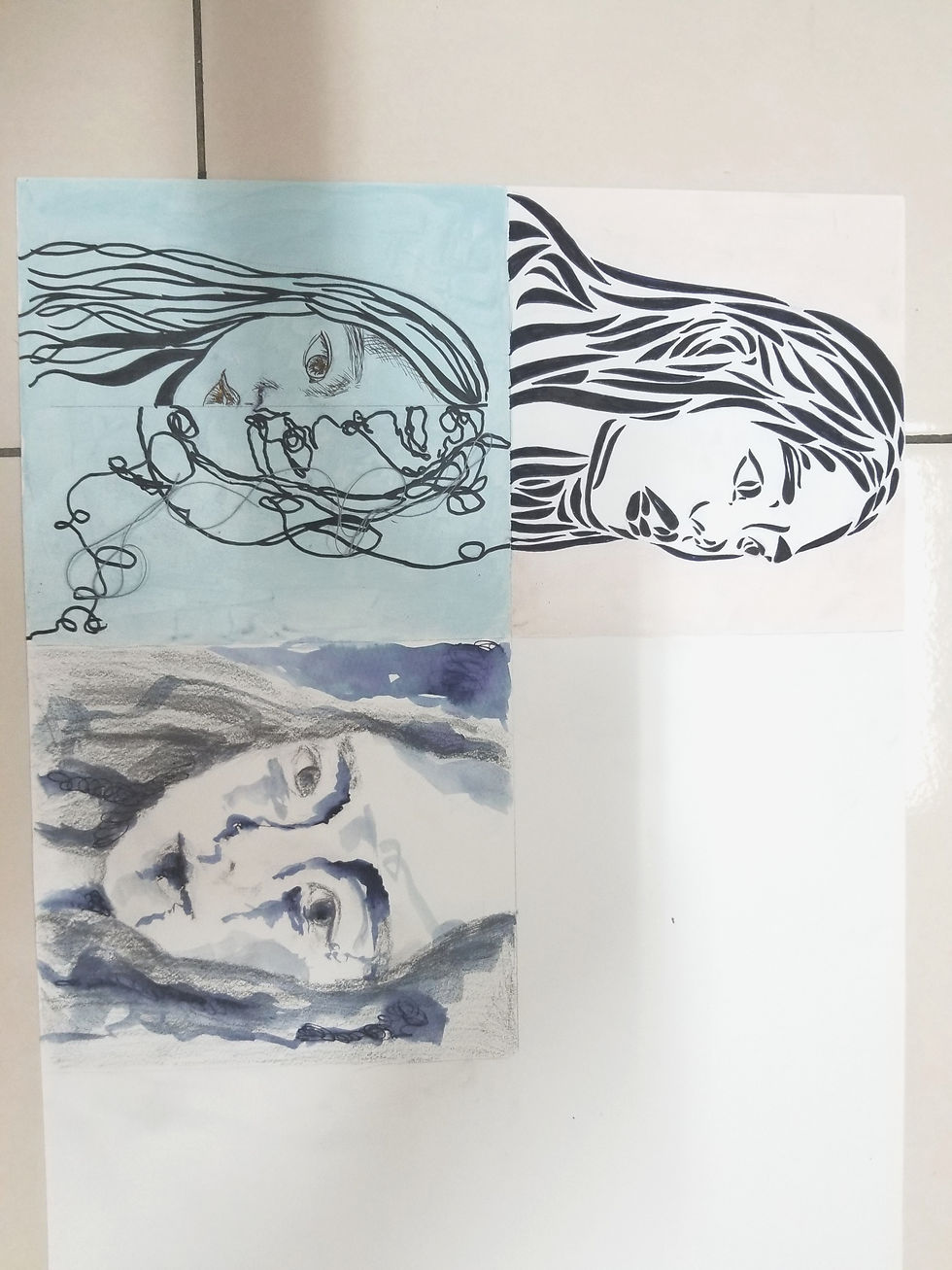 Used different shapes of lines to draw the self portrait.
