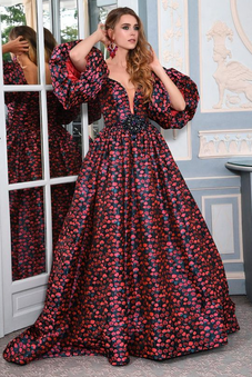 Martial's beayiful long red blue floral dress 