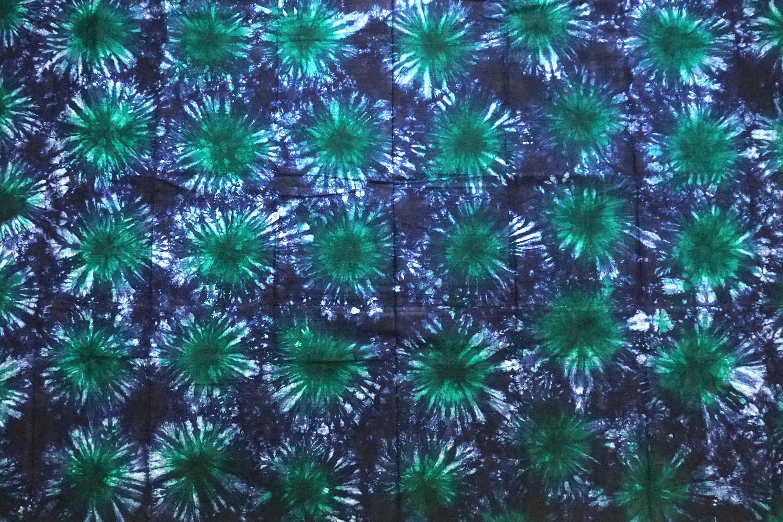 green, blue Gara fabric