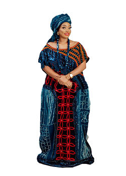 A woman wearing Cameroon traditional cloth