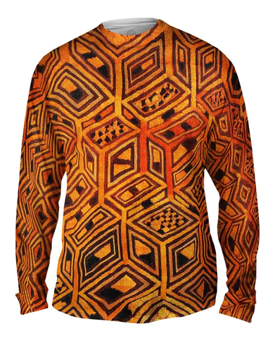 African Tribal Kuba Cloth Mens Long Sleeve