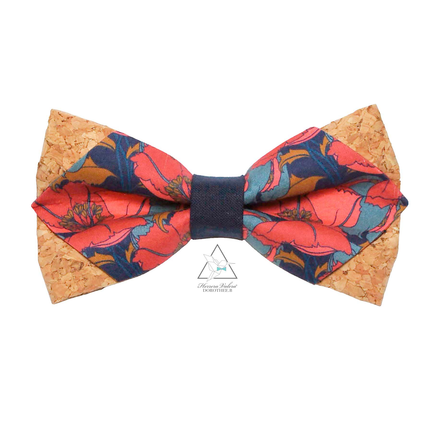 Noeud papillon en Liberty Little Eustache navy - Pointu en liège