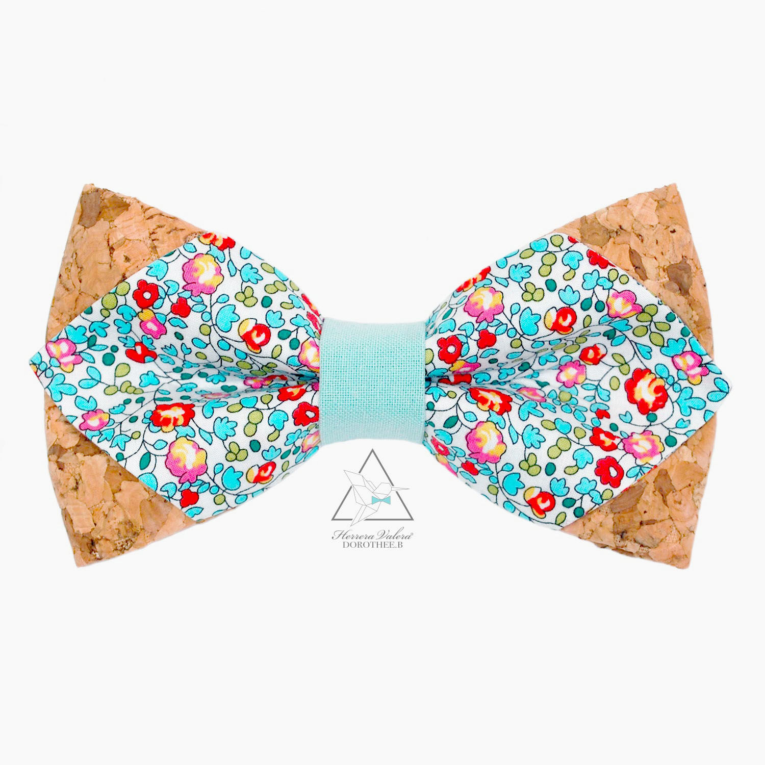 Noeud papillon en Liberty Eloise jade - Pointu en liège