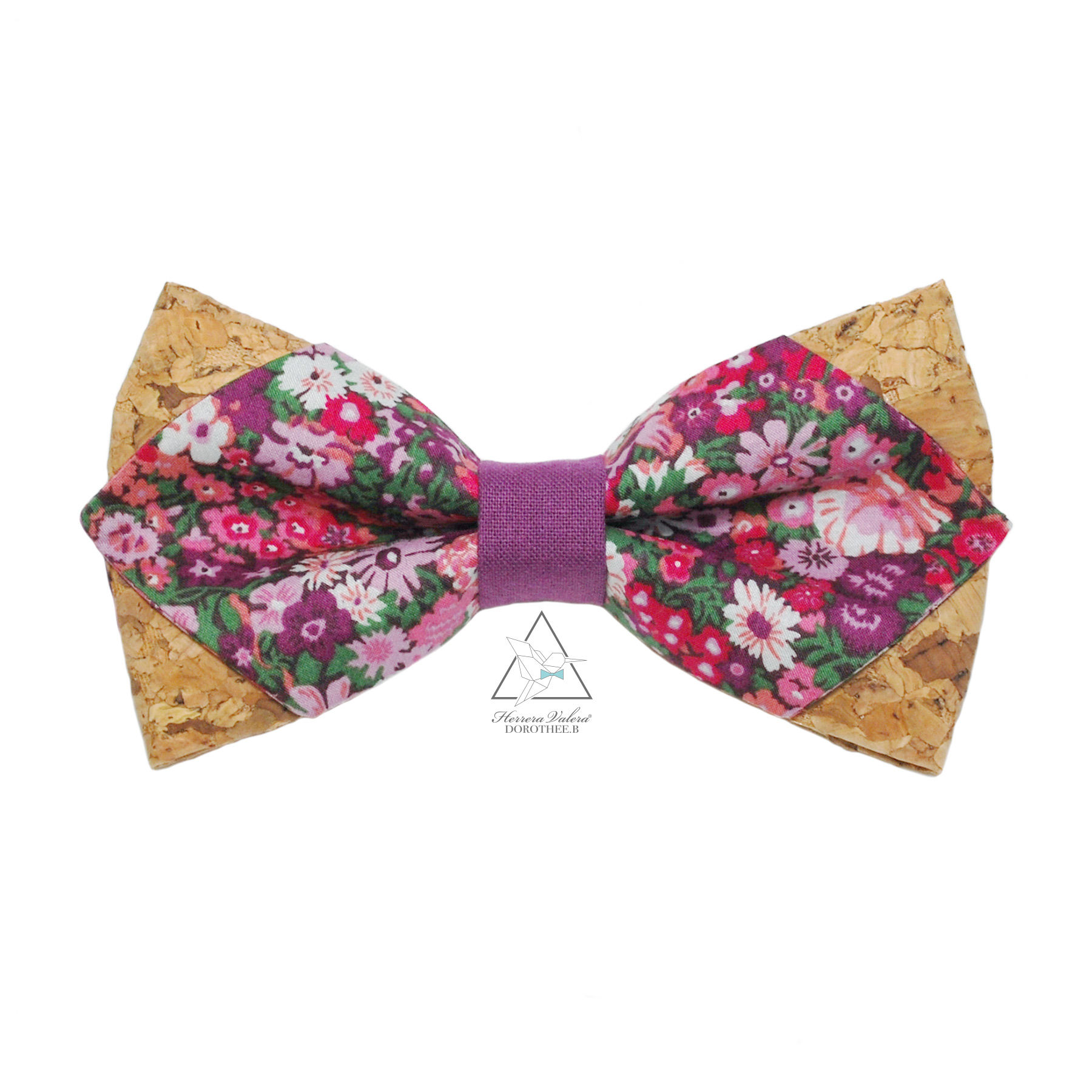 Noeud papillon en Liberty Thorpe Hill Rosypink - Pointu en liège