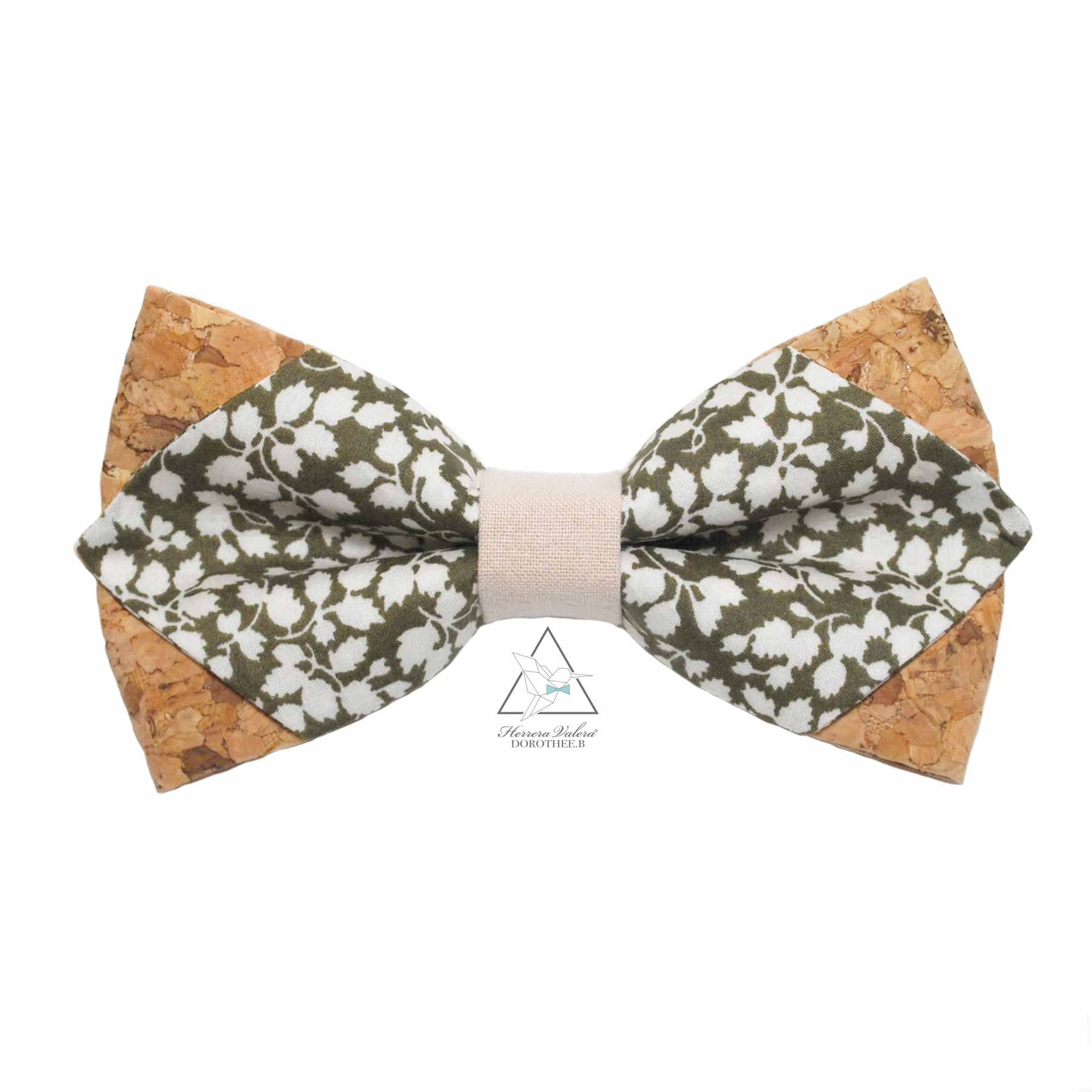 Noeud papillon en Liberty Glenjade Pimprenelle - Pointu en liège