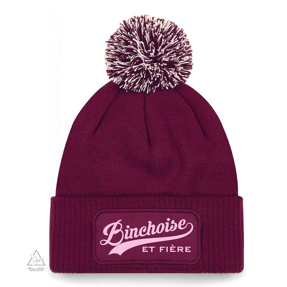 Bonnet bordeaux binchoise et fière