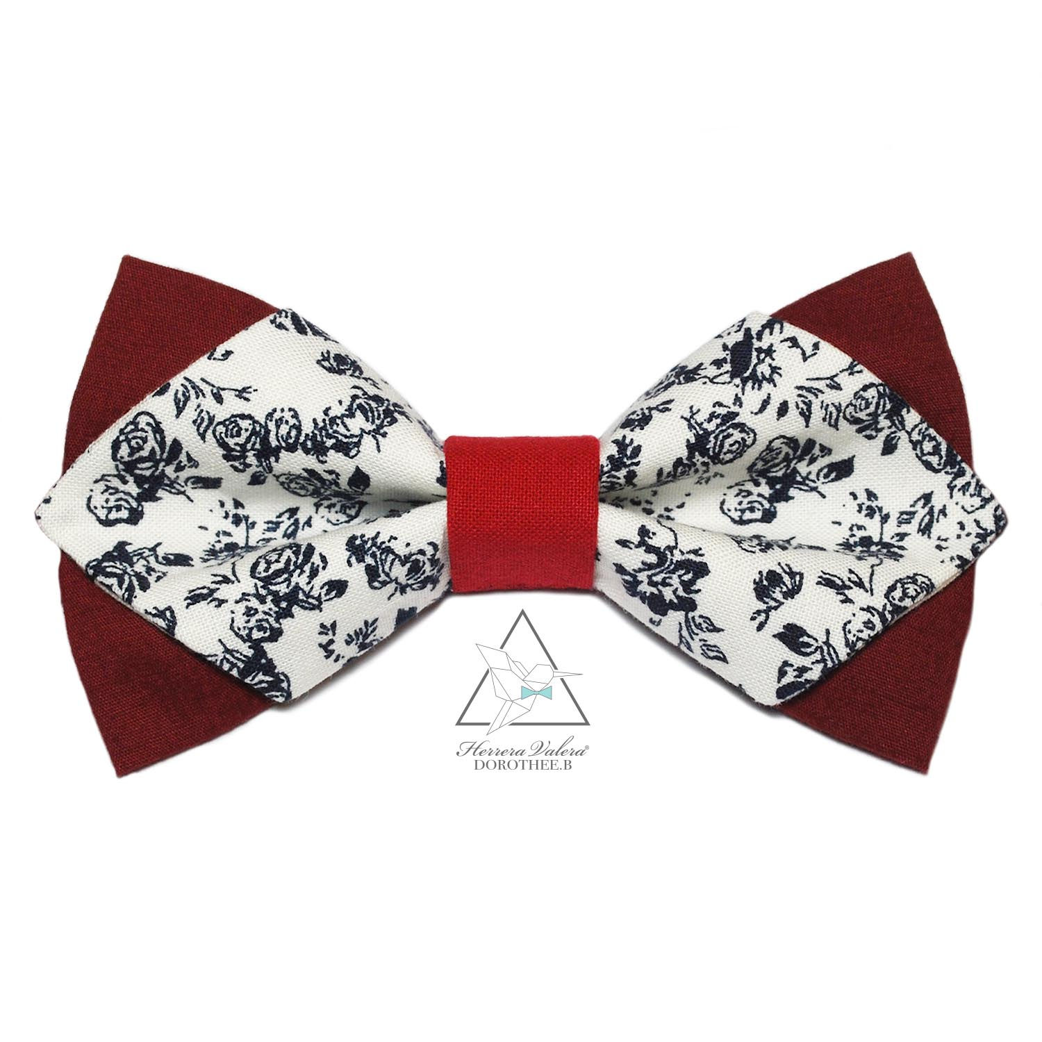 Noeud papillon Damas blue & red - Pointu en tissu