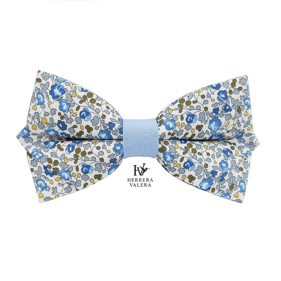 Noeud papillon en tissu Liberty bleu