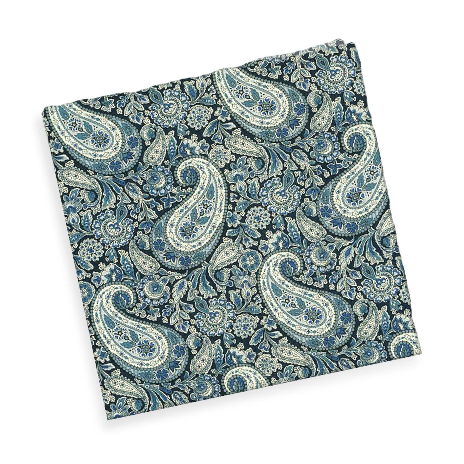 Pochette de costume avec un imprimé paisley bleu