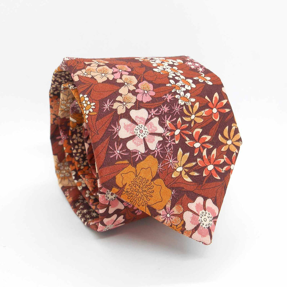 Cravate artisanal en Liberty Ciara dans les tons terracotta