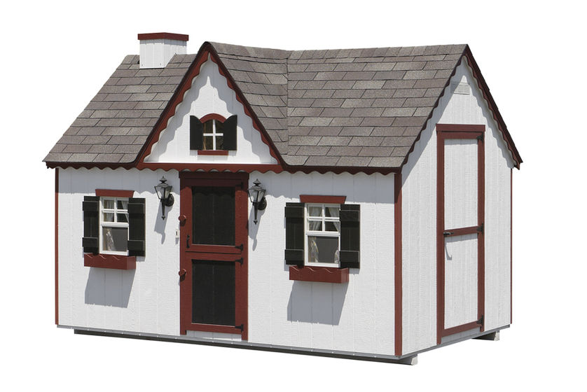 Victorian Playhouse with Coach Lamps and Chimney